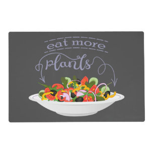 Eat more plants fresh salad motivation lettering placemat