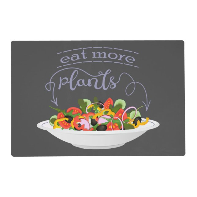 Eat more plants fresh salad motivation lettering placemat (Back)