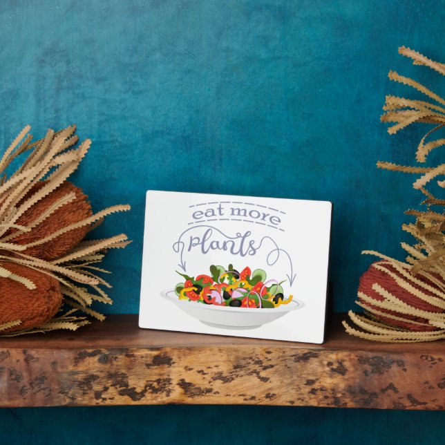 Eat more plants fresh salad motivation lettering plaque (Side)