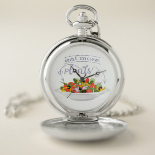 Eat more plants fresh salad motivation lettering pocket watch