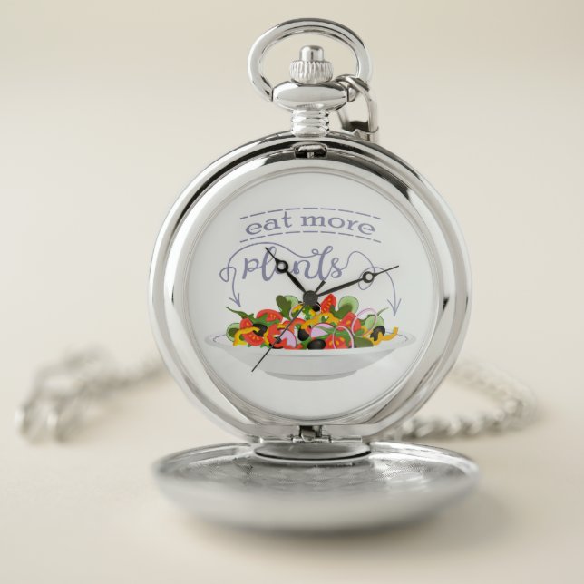 Eat more plants fresh salad motivation lettering pocket watch (Inside)