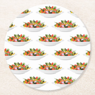 Eat more plants fresh salad motivation lettering round paper coaster