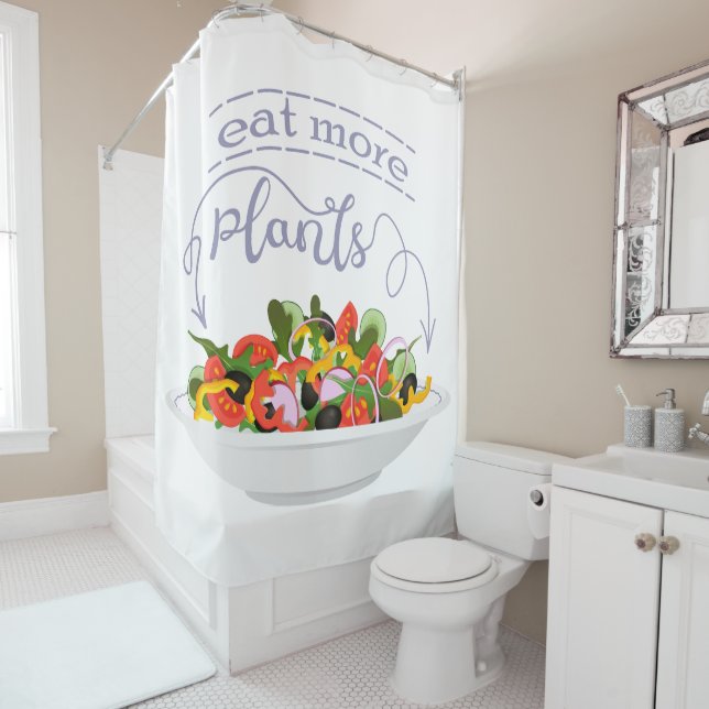 Eat more plants fresh salad motivation lettering shower curtain (In Situ)