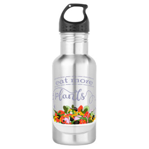 Eat more plants fresh salad motivation lettering stainless steel water bottle