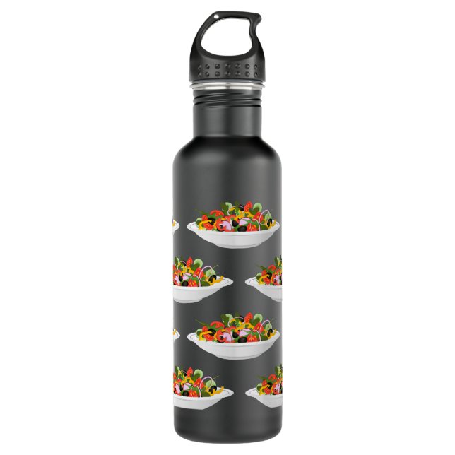 Eat more plants fresh salad motivation lettering stainless steel water bottle (Front)