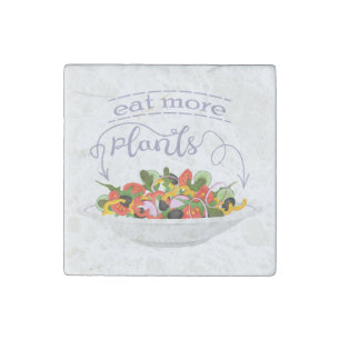 Eat more plants fresh salad motivation lettering stone magnet
