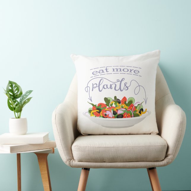 Eat more plants fresh salad motivation lettering throw pillow (Chair)