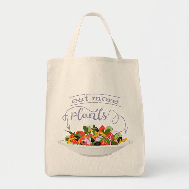 Eat more plants fresh salad motivation lettering tote bag (Front)
