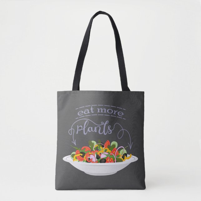 Eat more plants fresh salad motivation lettering tote bag (Front)