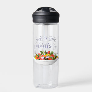 Eat more plants fresh salad motivation lettering water bottle