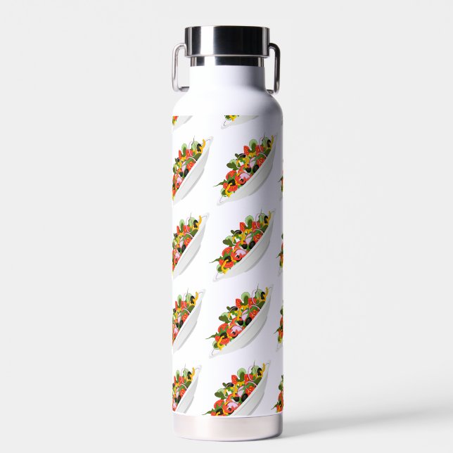 Eat more plants fresh salad motivation lettering water bottle (Front)