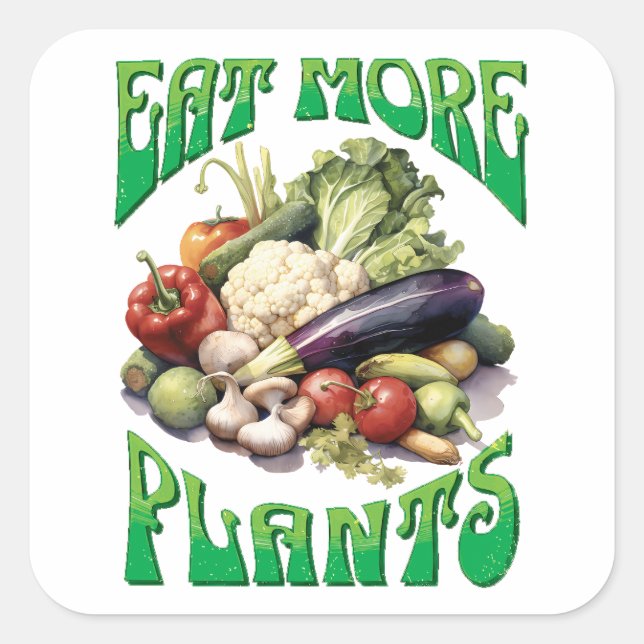 Eat More Plants Vegetarian Square Sticker (Front)