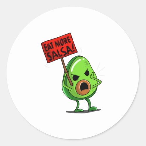 Eat More Salsa Vegan Avocado Cute Guacamole Fun Classic Round Sticker