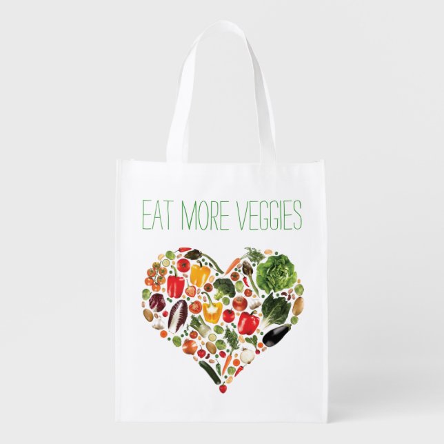 Eat More Veggies Reusable Grocery Bag (Front)