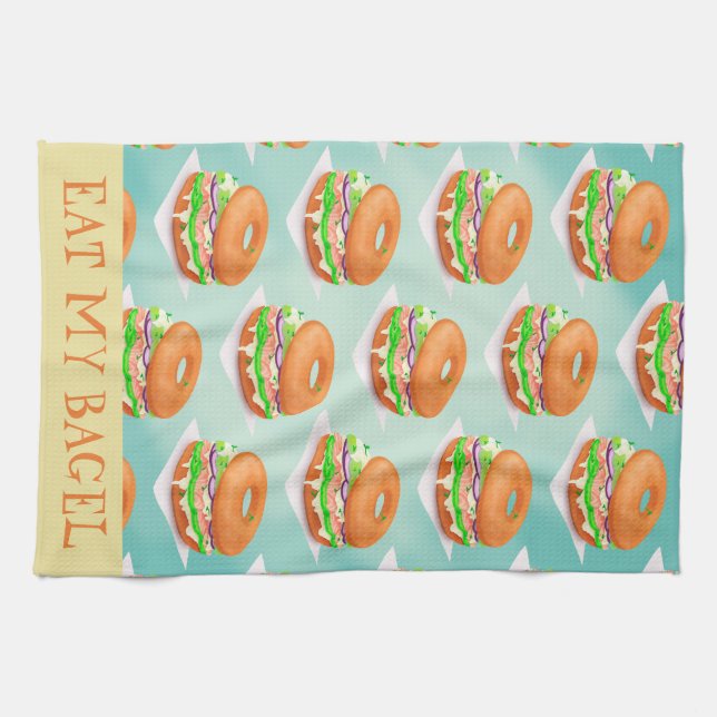 Eat My Bagel  Kitchen Towel (Horizontal)