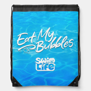 "Eat My Bubbles" Cool Pool Blue Swim Life Drawstring Bag