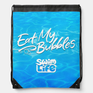 "Eat My Bubbles" Cool Pool Blue Swim Life Drawstring Bag