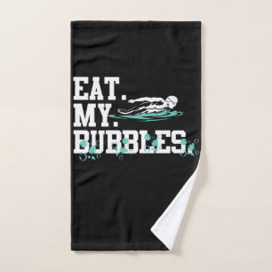 Eat My Bubbles Funny Swimming Gift Swim Design Hand Towel