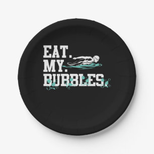 Eat My Bubbles Funny Swimming Gift  Swim Design Paper Plates