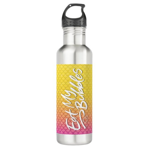 Eat My Bubbles YellowPink scales Swim Life Stainless Steel Water Bottle
