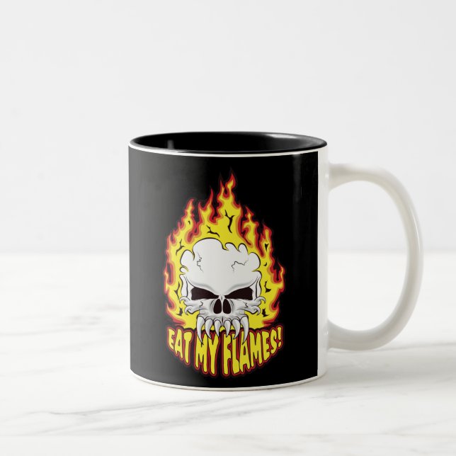 Eat My Flames Skull Two-Tone Coffee Mug (Right)
