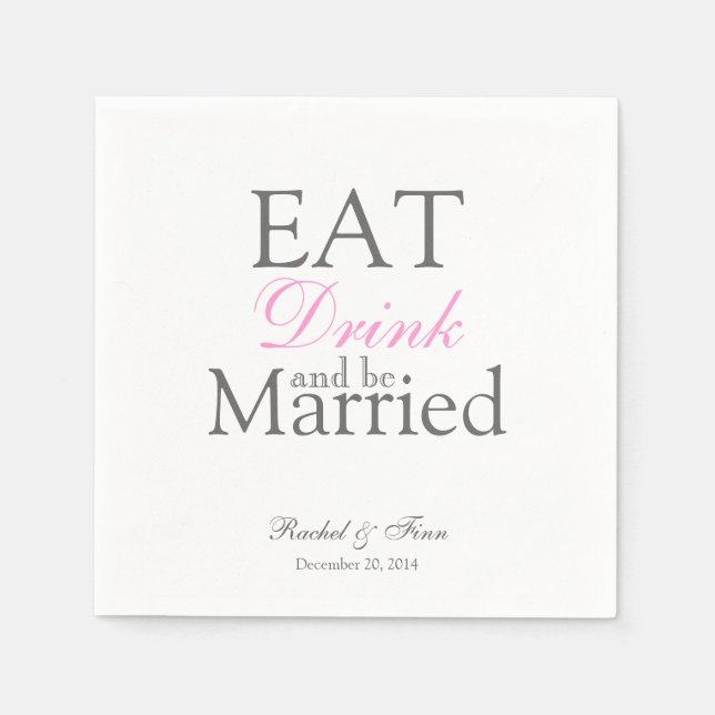 Eat n be Married Cocktail Napkin (Front)