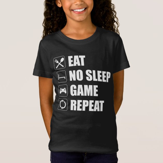 Eat Sleep Game Repeat Retro Children's T-shirt Gamer Gaming Birthday Top Gift 