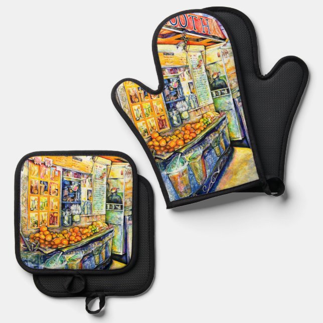 Eat Oven Mitt & Pot Holder Set (Front/Back)
