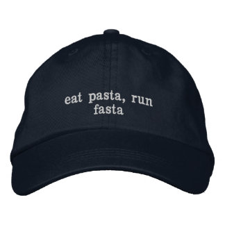 eat pasta, run fasta embroidered baseball cap