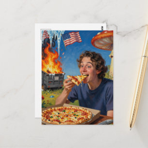Eat Pizza and Ignore the American Dumpster Fire Postcard