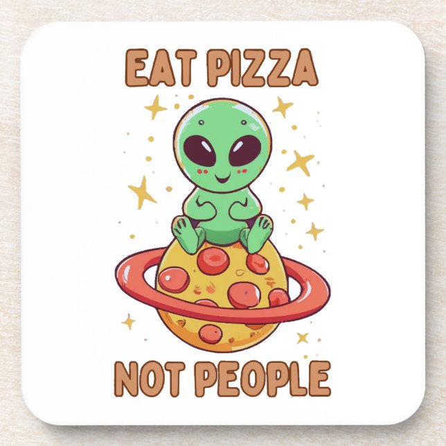 Eat pizza not people beverage coaster (Front)
