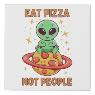 Eat pizza not people faux canvas print