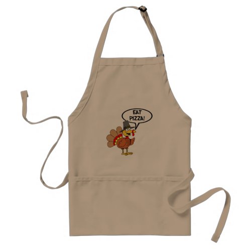 Eat Pizza Thanksgiving Turkey Cartoon Adult Apron