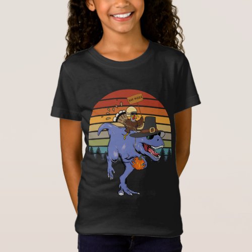 Eat Pizza Turkey Dino Dinosaur Vegetarian Thanksgi T_Shirt