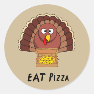Eat Pizza With Thanksgiving Turkey Classic Round Sticker