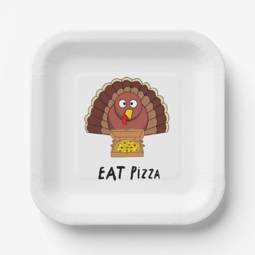 Eat Pizza With Thanksgiving Turkey    Paper Plates