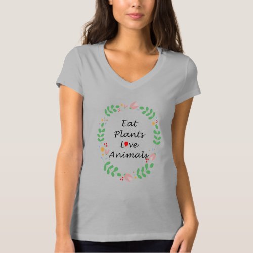 eat plants love animals athletic heather T_Shirt