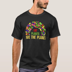 Eat Plants Save The Planet Vegan Vegetarian Vegani T-Shirt