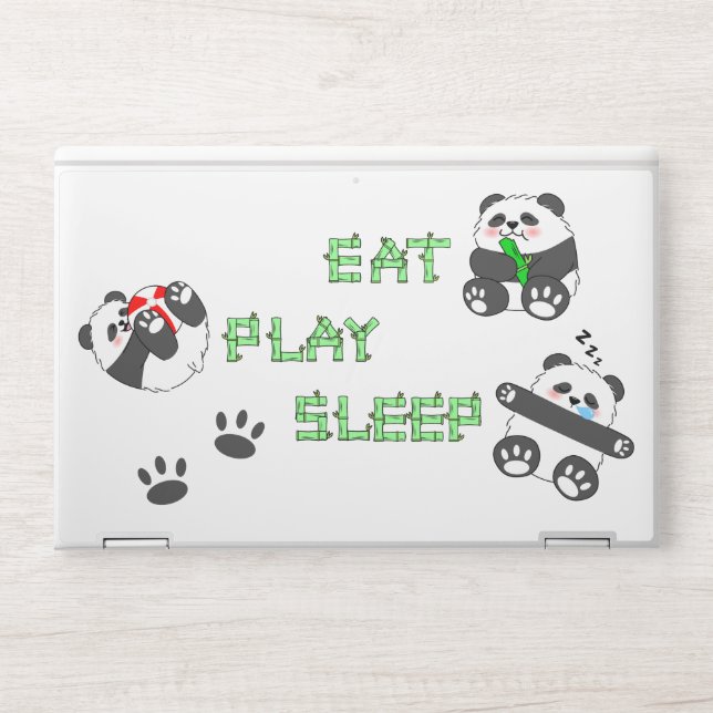 Eat Play Sleep Cute Baby Panda Comfortable Life HP Laptop Skin (Front)