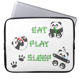 Eat Play Sleep Cute Baby Panda Comfortable Life Laptop Sleeve