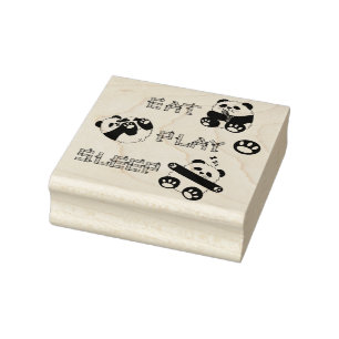 Eat Play Sleep Cute Baby Panda Comfortable Life Rubber Stamp