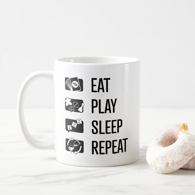 Eat-Play-Sleep-Repeat Board Games Black Art Mug (With Donut)