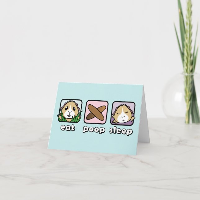 Eat Poop Sleep Guinea Pig Greetings Card (Front)