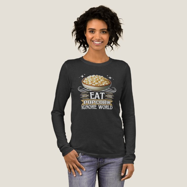 eat popcorn ignore world Tri-Blend shirt (Full Front)