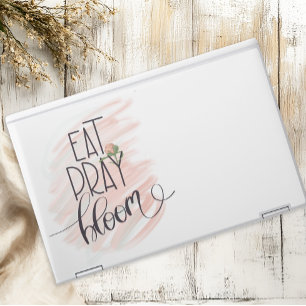 Eat Pray Bloom Pink Rose Monogram Name HP Laptop Skin