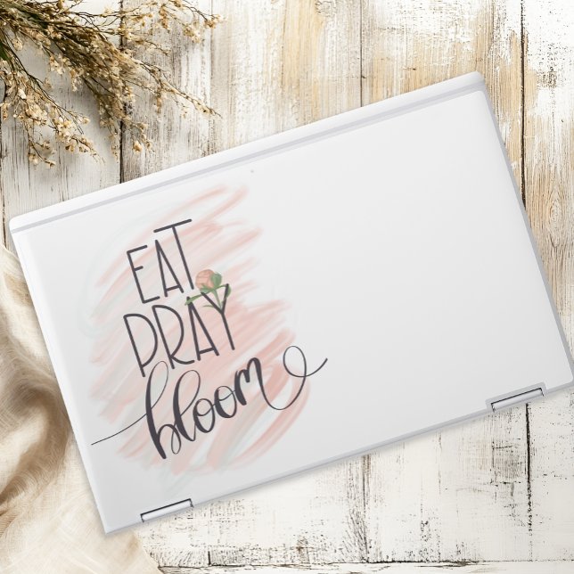 Eat Pray Bloom Pink Rose Monogram Name HP Laptop Skin (Creator Uploaded)