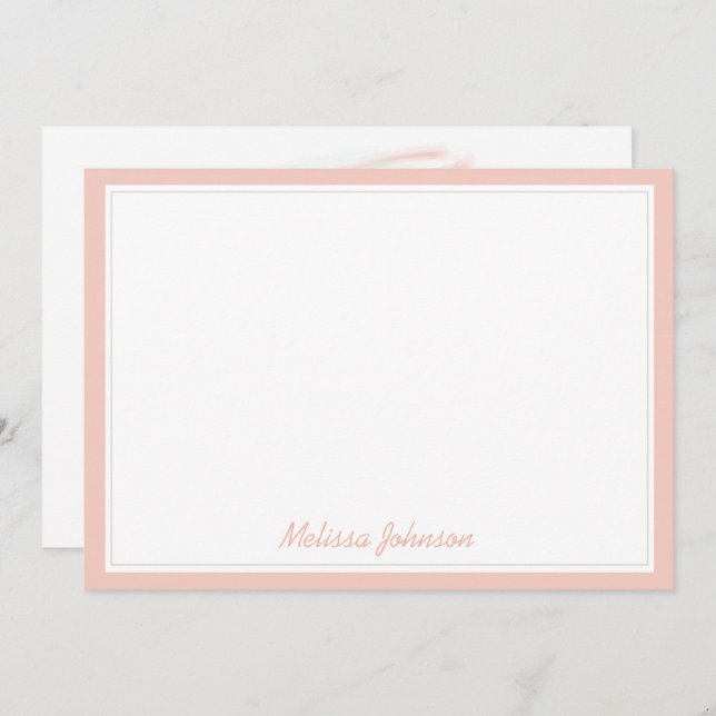 Eat Pray Bloom Pink Rose Monogram Name Note Card (Front/Back)