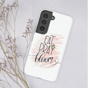 Eat Pray Bloom Pink Rose Monogram Name Samsung Galaxy S22 Case