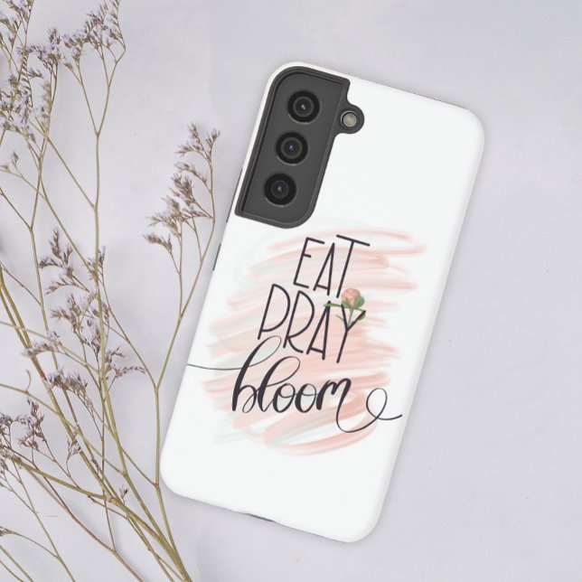 Eat Pray Bloom Pink Rose Monogram Name Samsung Galaxy Case (Creator Uploaded)