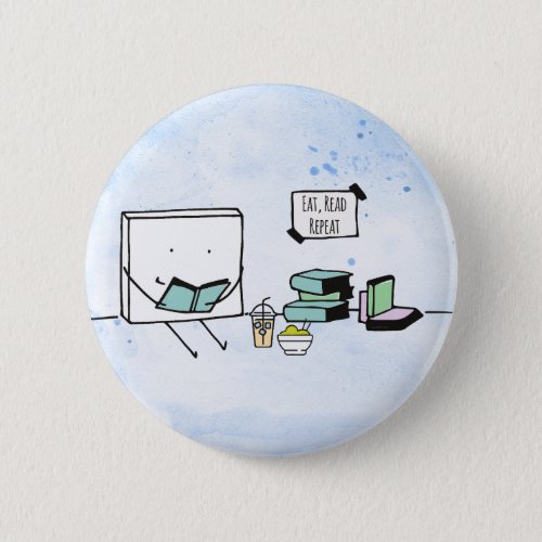Eat Read Repeat Book Lover Button